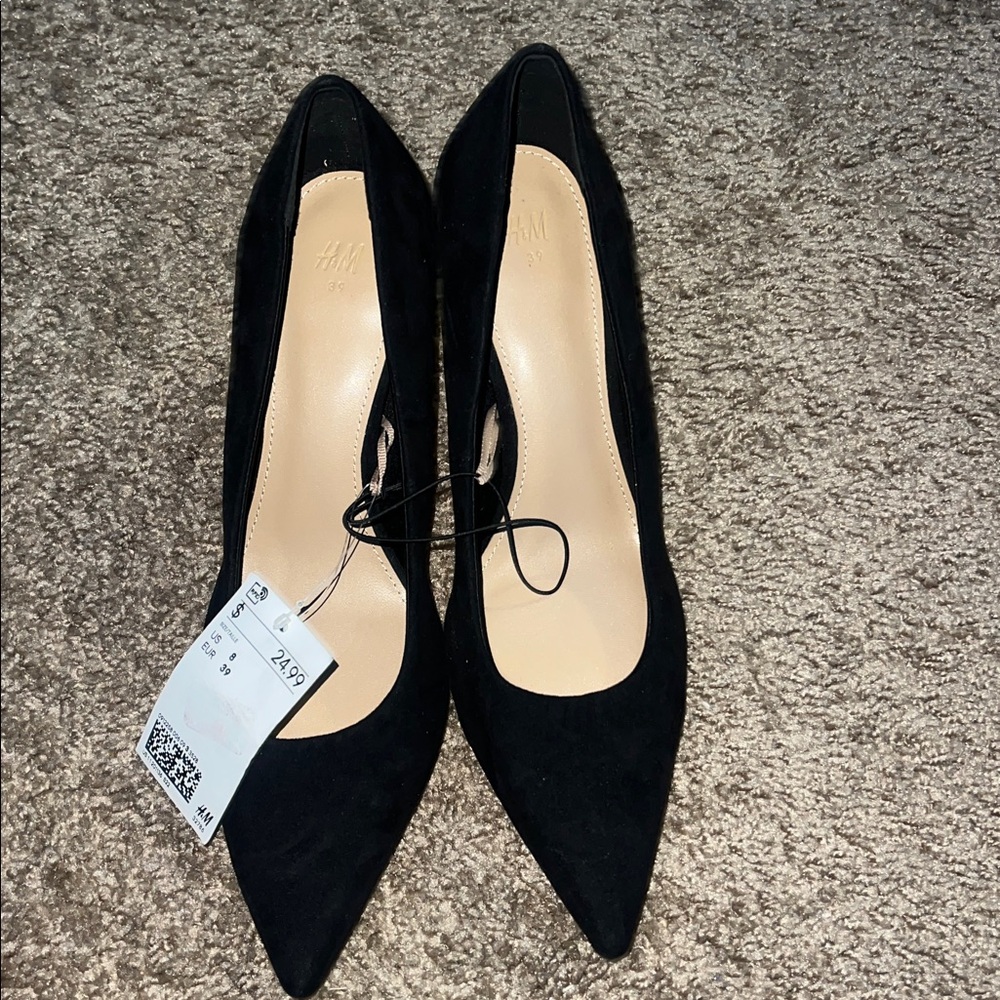 H&M Classic Black Suede Pointed Heels